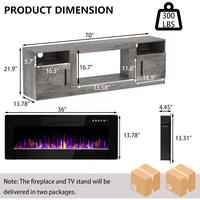 70" Entertainment Center with LED Lights,Remote Control,TV Media Console,Fireplace TV Stand with 36" Fireplace Up to 80" TVs 2