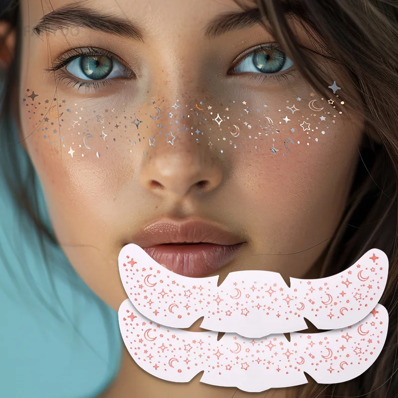 6pcs Metallic Fake Freckles Temporary Tattoo Stickers Hot Stamping Freckles Makeup Patches Face Makeup