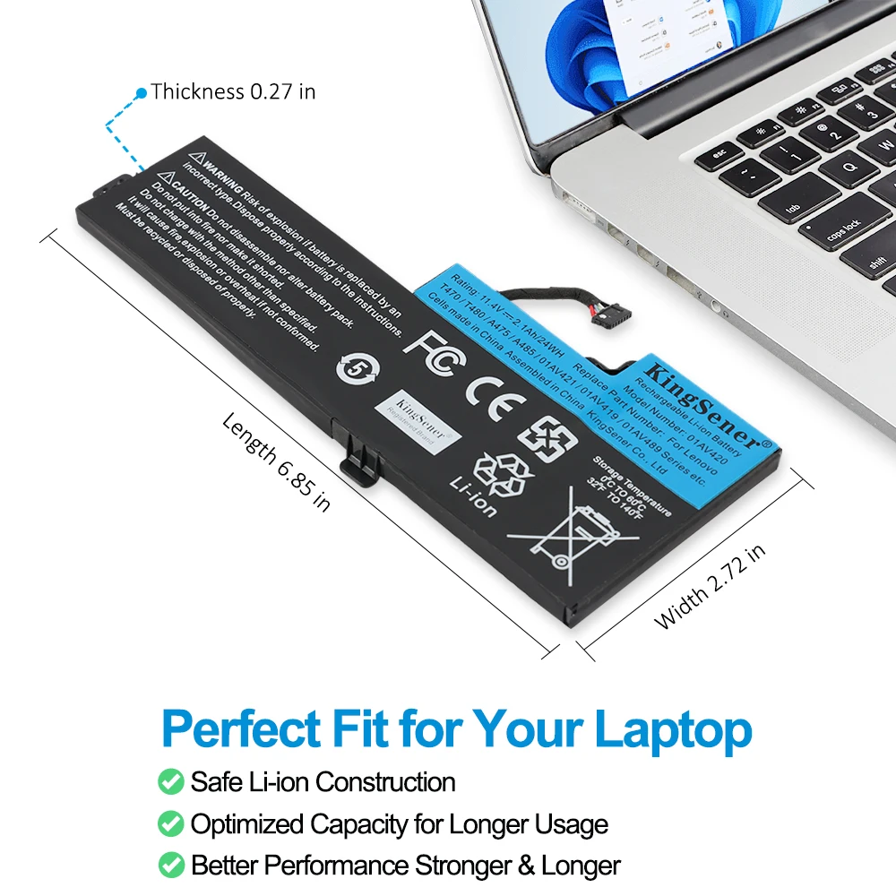 Lenovo 01AV489 01AV419 01AV420 01AV421 ThinkPad T480 24Wh Battery - Foto 4