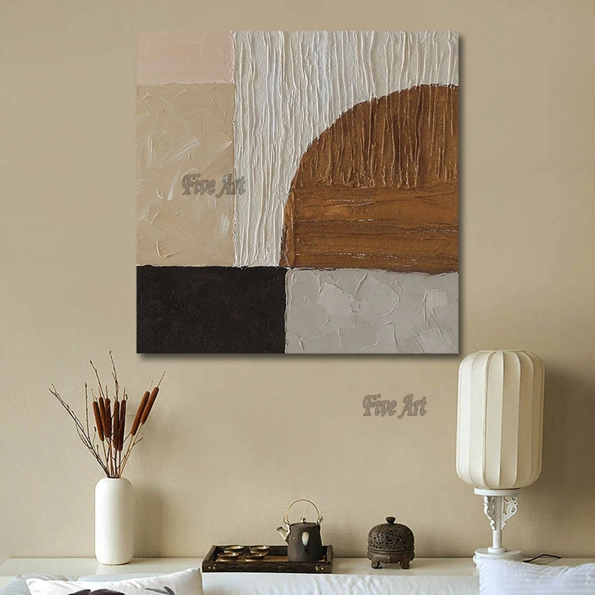 

Unframed Canvas Wall Hangings Modern Geometric Abstract Painting Heavy Texture Wall Picture For Bedroom Home Decoration Piece
