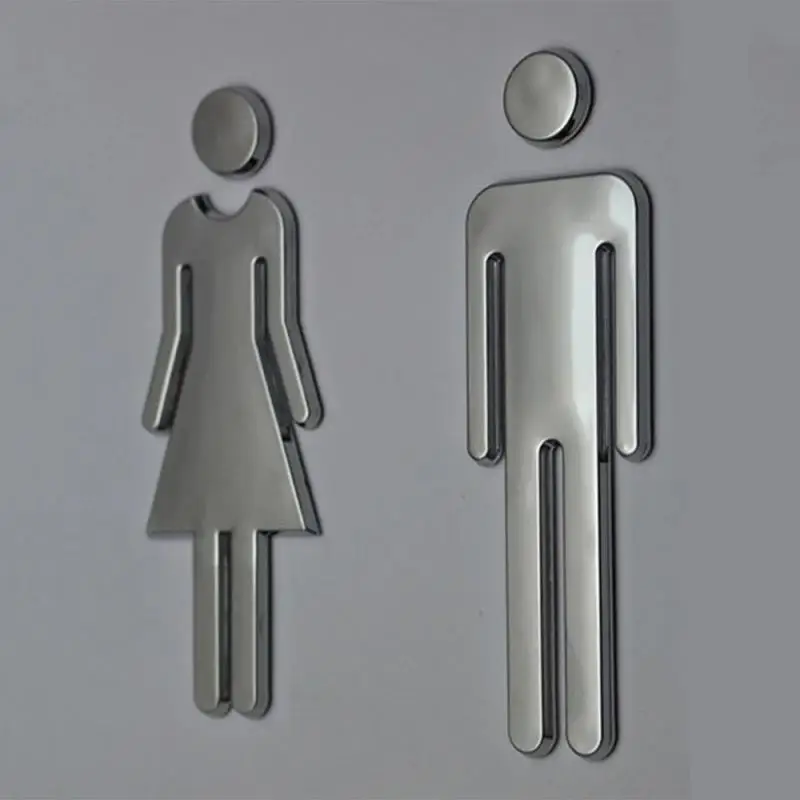 남녀공용 자체 접착 변기 문짝 표시, WC 욕실 호텔 사무실 마크 라벨 스티커, 12cm