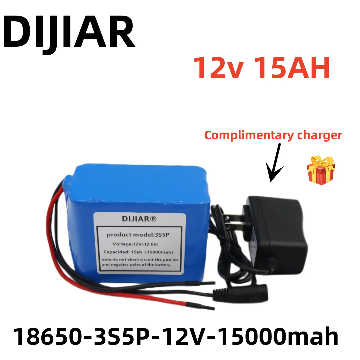 

3s5p 12V 15Ah battery pack 18650 lithium ion 12V 15000mAh DC12.6V super large capacity rechargeable battery with BMS + charger