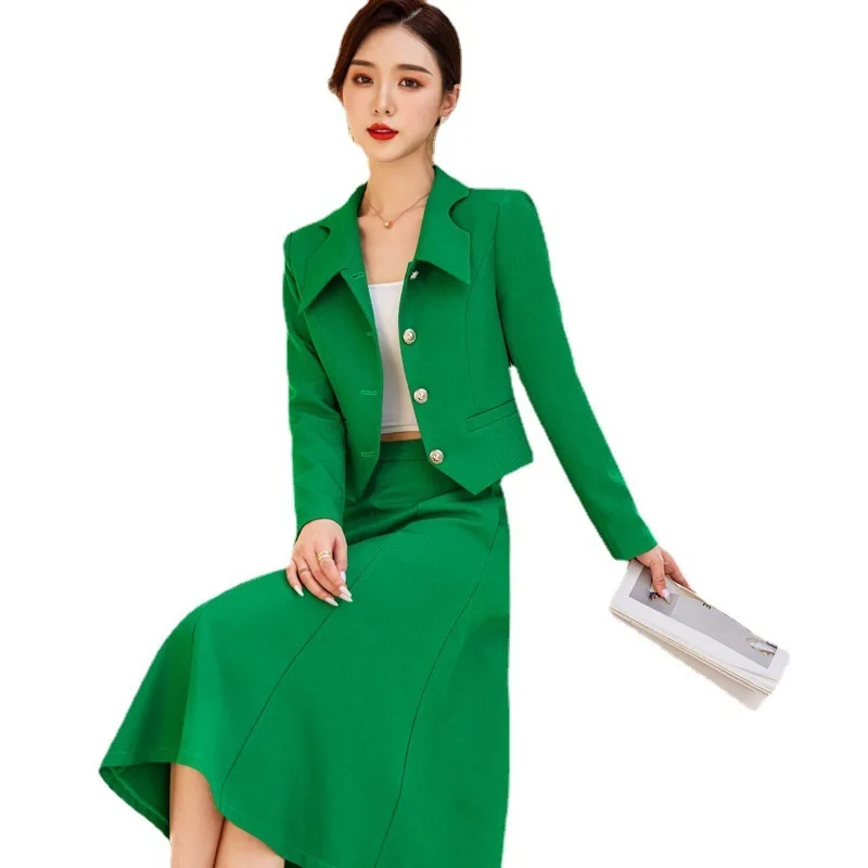 Newest 2023 Spring Professional Women Business Suits with Blazer Coat and Skirt OL Styles Uniform Ladies Office Work Wear Sets 5