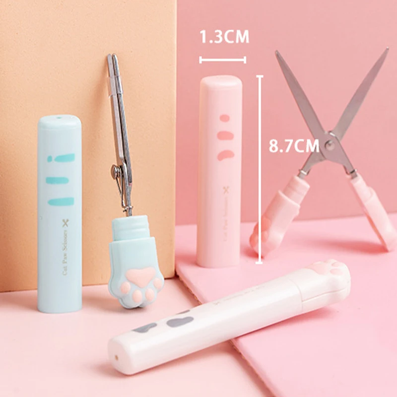1Pc 블랙/화이트 스카이 하이 고양이 발 휴대용 소형 가위, 사랑을 위한 다용도 미니 도구, 학교 문구 및 사무용품