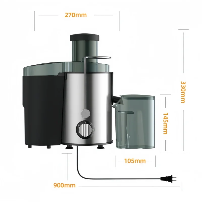BPA-free Machine 800W Centrifugal Stainless Steel Juicer Extractor With Wide Mouth 3” Feed Chute For Fruit Vegetable_voghion.com
