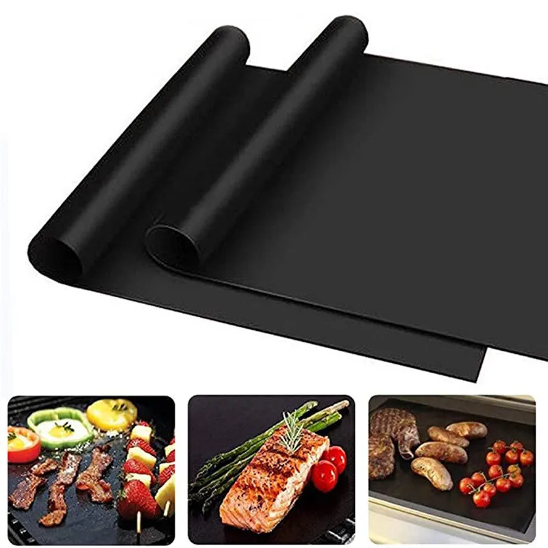 1/2pcs Oven Mat Non-Stick BBQ Grill Mat Baking Barbecue Tool Cooking Grilling Sheet Heat Resistance Cleaned Kitchen BBQ Tool bbq grill accessories