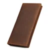 Crazy Horse Leather Men's Long Wallets Bifold Genuine Leather Pure First Layer Cowhide Retro Wallet