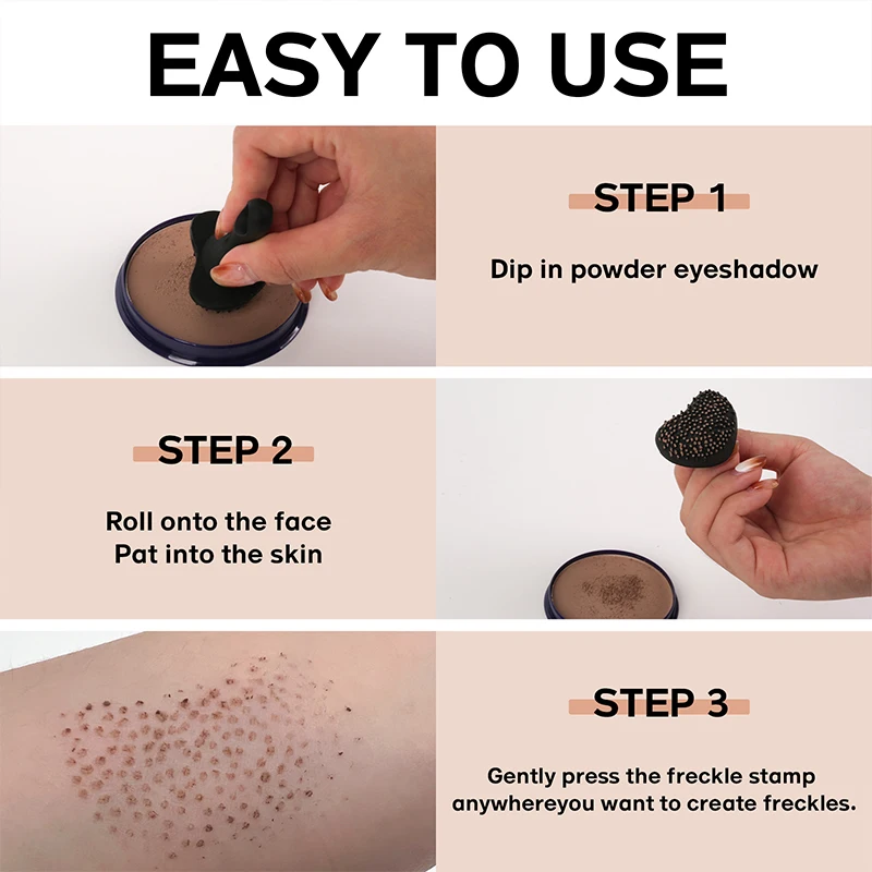 「Aux Freckles 실리콘 스탬프 천연 가짜 주근깨 메이크업 브러쉬 소프트 여성용 뷰티 주근깨 도트 스팟 보조 메이크업 도구」