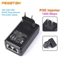 1000Mbps POE Injector 15V1A/24V1A/48V0.5A Output EU US Plug for CCTV IP Camera Power Supply POE Ethernet Adapter Phone AP 1