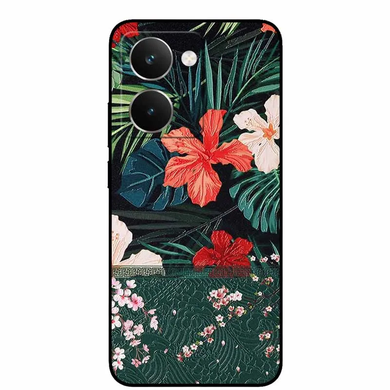 Vintage 3D Embossed Silicone Back Cover – Black Retro Design