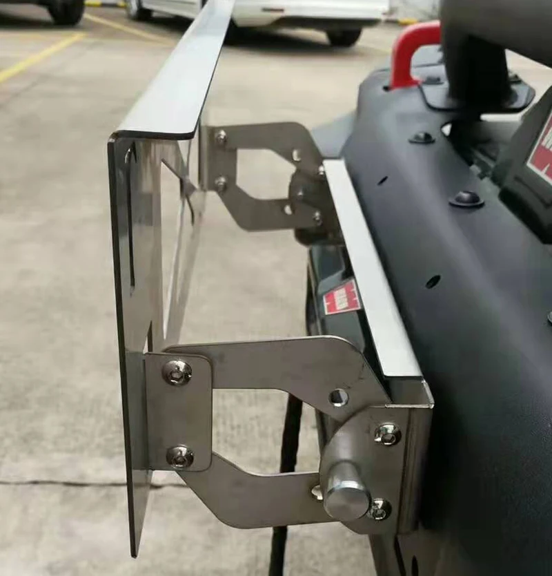 Porta-matrícula frontal com trava, Base de matrículas, Jeep Wrangler JK JL, Mover para cima e para baixo, preto e prata