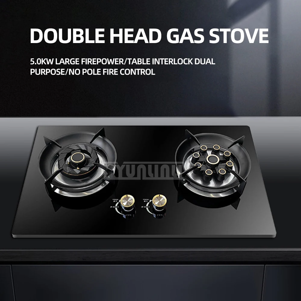 

Household Energy-Saving Natural Gas Stove Liquefied Gas Stove 5.0KW Embedded Double Stove