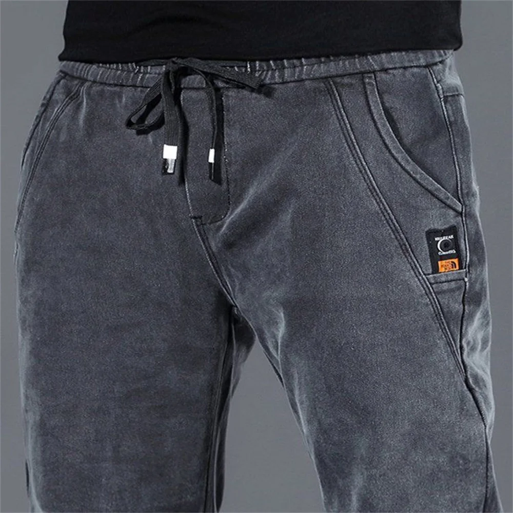 2022 New Hip Hop Harem Jeans Pants Men Loose Joggers Denim Casual Sweatpants Korea Ankle Length Trousers Streetwear Male Clothes