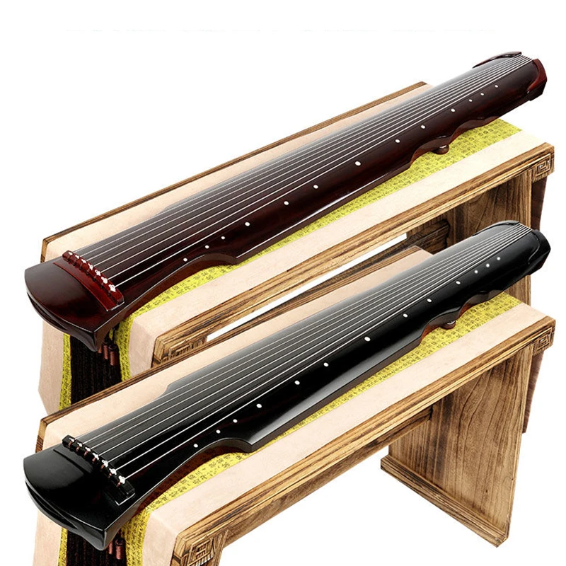 Instrumento Guqin de Paulownia, 7 cuerdas, 123cm, negro, marrón, Fuxi