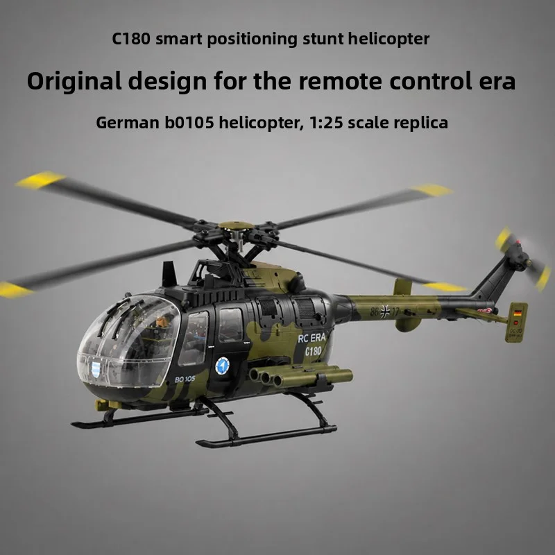 RC ERA 1:25 무선 조종 헬리콥터 C180 듀얼 브러시리스 시뮬레이션 헬리콥터 BO105 원키 반전 비행 광학 흐름 라이다