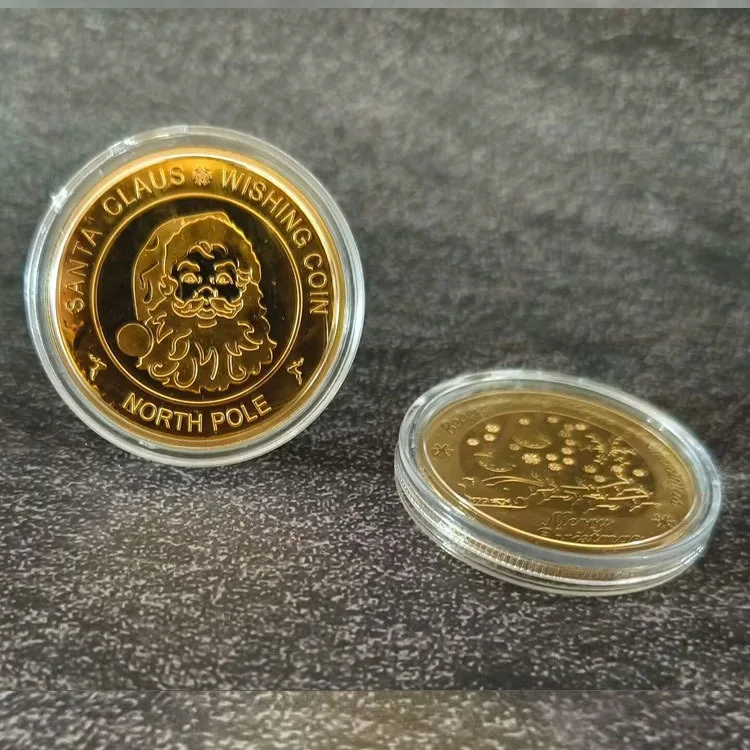 Merry Christmas Wishing Coins Metal Commemorative Coins Products Kids Christmas Gift Thoughtful Xmas Eve Present Navidad Natal