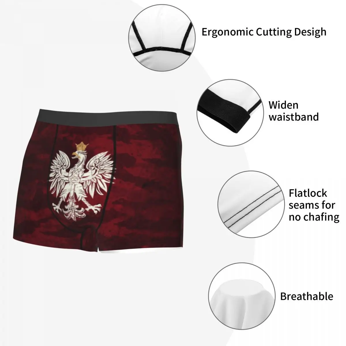 Poland Vintage Coat Of Arms Underwear Men Breathbale Polska Polish Eagle Boxer Briefs Shorts Panties Soft Underpants For Homme 5