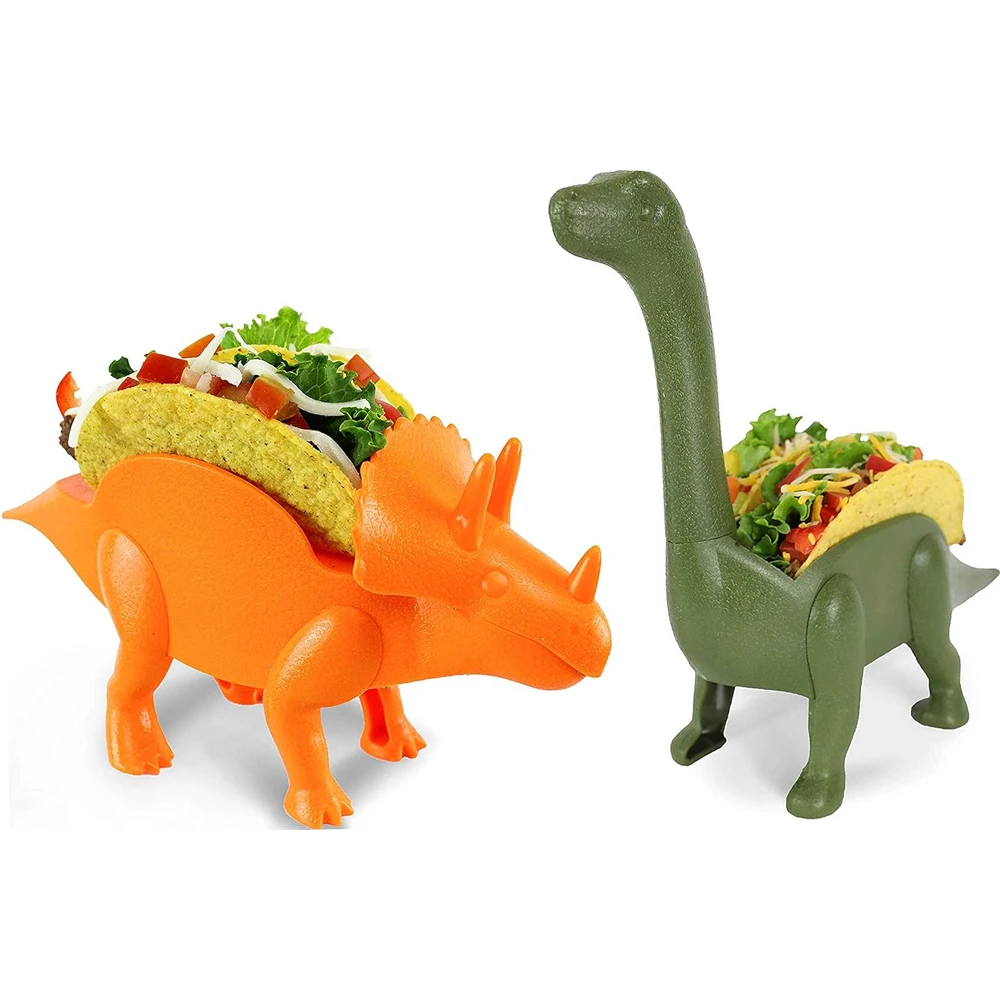 

Dinosaur Taco Holder Ultrasaurus and Triceratops (Each holds 2 tacos) 4 Tacos Birthdays Lunch Dinner (For adults and kids alike)