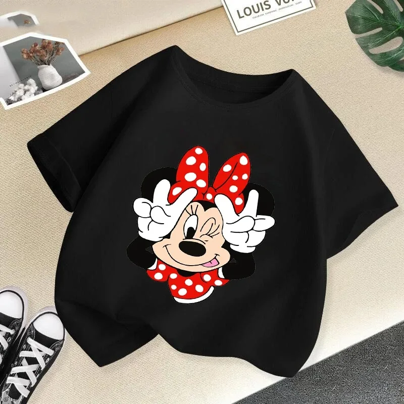 Summer Disney T Shirt Cartoon Baby Kids Boys Girls Children Mickey Mouse Short Sleeve Clothing Kawaii Minnie Print Tee Toddler 4