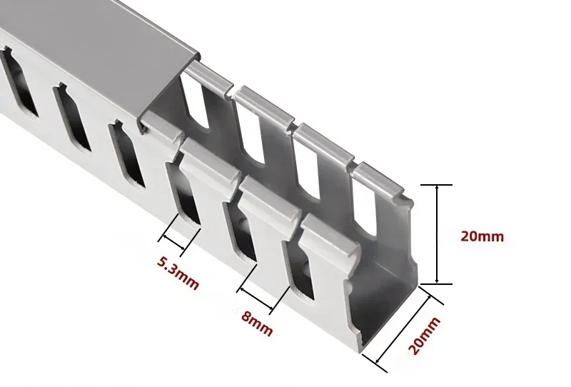 Flame Retardant PVC Cable Management Tray with Open Slot Channel - Desk Wire Organizer and Industrial Cabinet Box Raceway