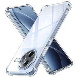 Shockproof Transparent TPU Protective Case - Four-Corners Design for Poco F7 Pro (Transparent)
