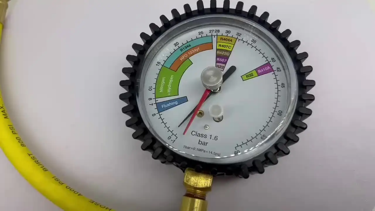 DAZZLEEX Tester Di Pressione Azoto Per HVAC – Manometro Con Attacco 1/4 SAE, Scala -1-60 Bar, Per R134a, R22, R407C, R410A - 2