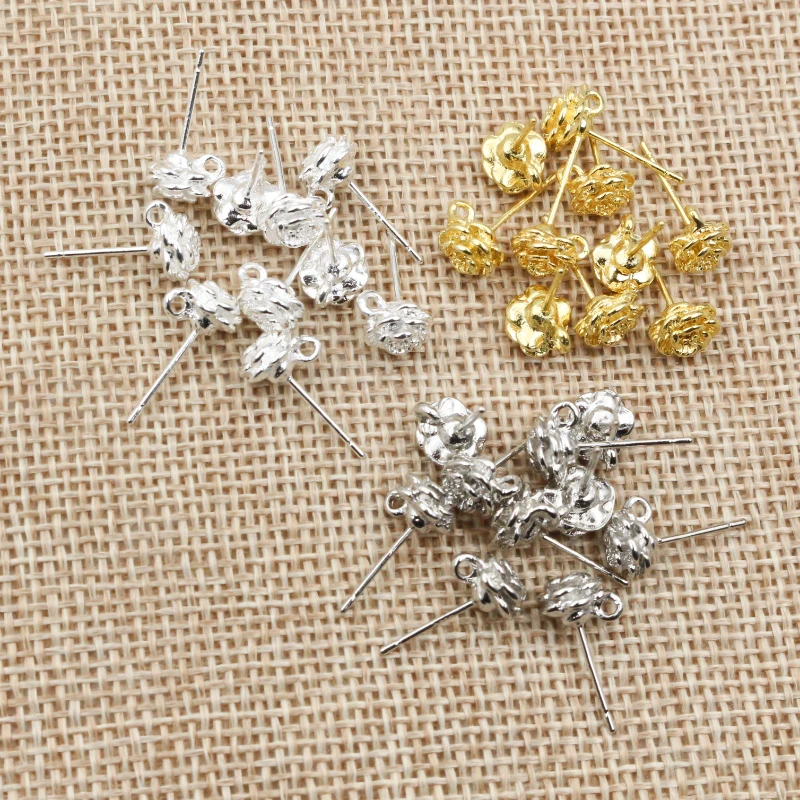 10pcs 9*6mm Gold Rhodium Silber Überzogen Blume Ohr Haken Ohrring Drähte für Handgemachte Frauen DIY Schmuck ohrringe Zubehör