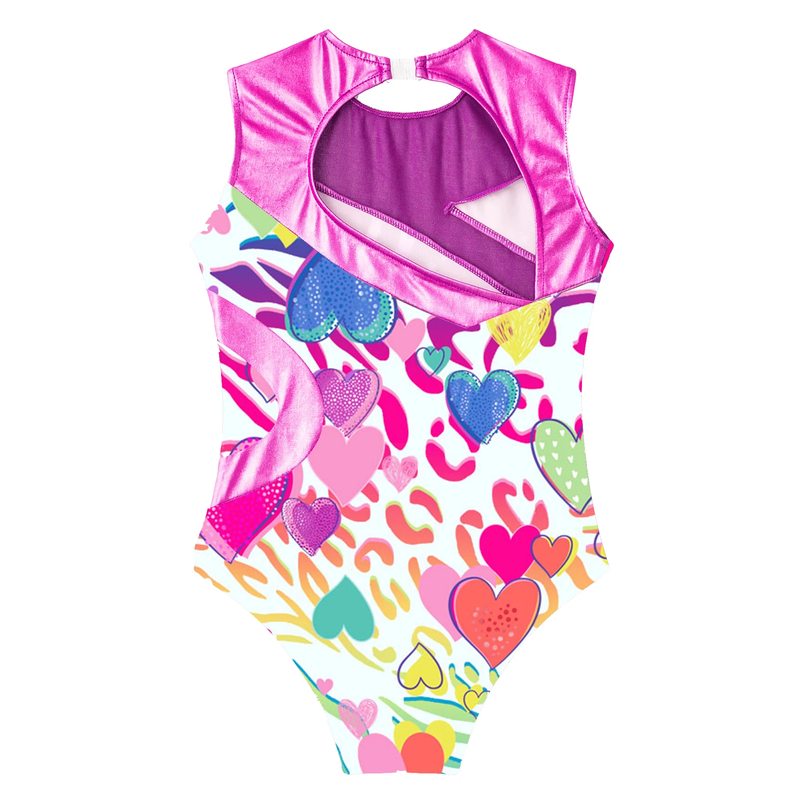 Kids Girls Printed Metallic Patchwork Ballet Dance Gymnastics Leotard Sleeveless Gymnastic Jumpsuit for Girls Skating Bodysuit