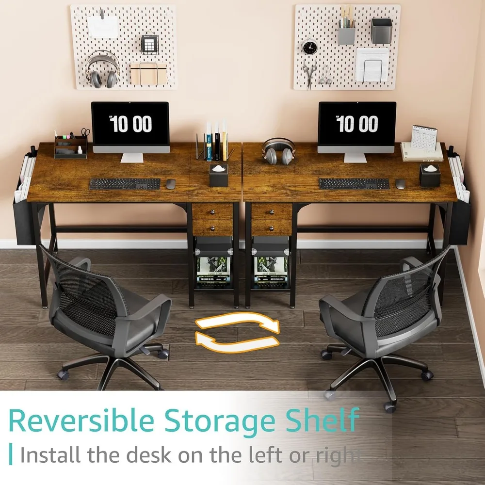 Computer Desk with Drawers - 40 Inch Work Small Desk for Bedroom Home Office, Simple Study Writing Table PC Desks with Drawer 4