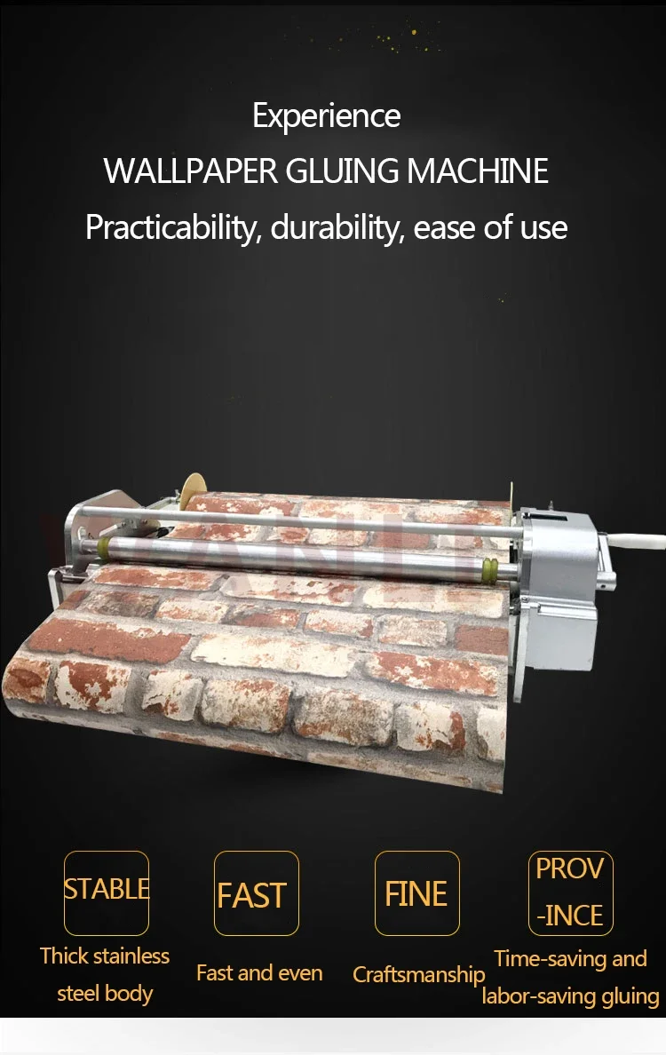 220v New 53cm Household Wallpaper Gluing Machine Manual Gluing Stainless Steel P