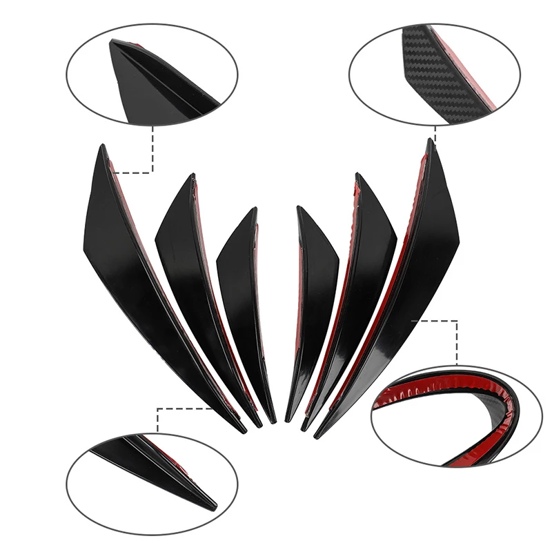Premium Carbon Fiber Front Bumper Lip Spoiler & Diffuser Fin Set