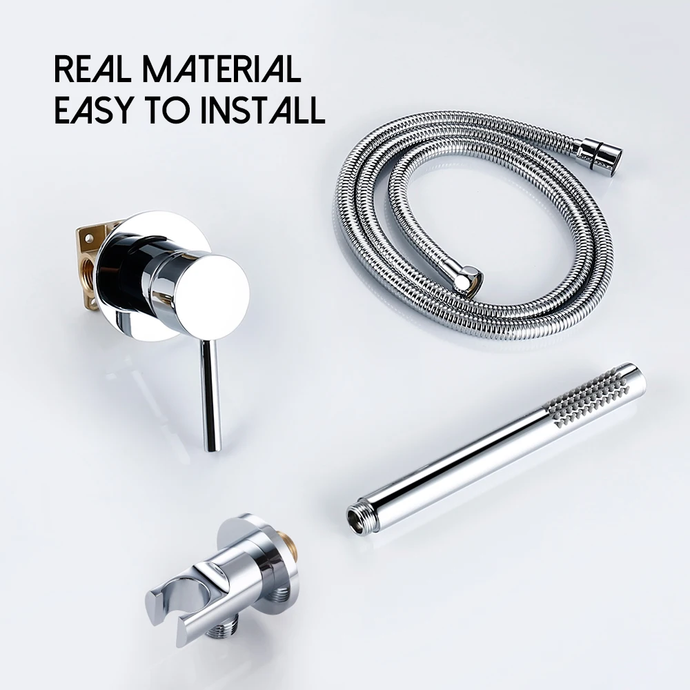 Handheld Shower Bathroom Shower Faucet Hot & Cold Water Tap Brass Holder And Stainless steel 1.5M Hose Wall Mount Mixer