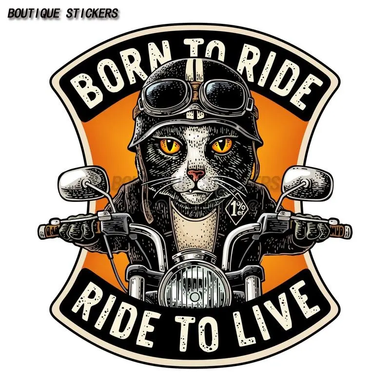 

For RIDE TO LIVE Cat Car Stickers Waterproof Auto Decors on Bumper Rear Window Laptop Motorcycle Helmet Surfboard Vinyl Decals