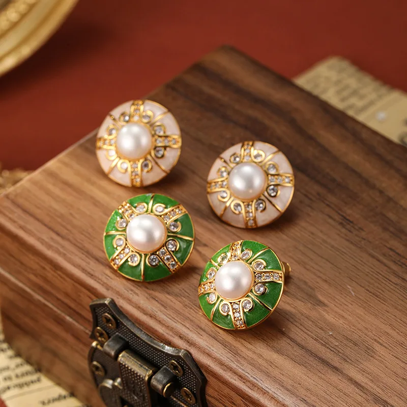 SUYU Vintage Earrings With Exquisite Flower Design And Drop Glaze