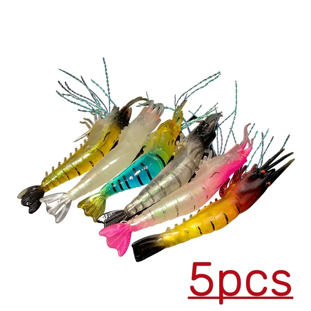 4/5Pcs With Hook Shrimp Soft Lure Shrimp Silicone Artificial Bait