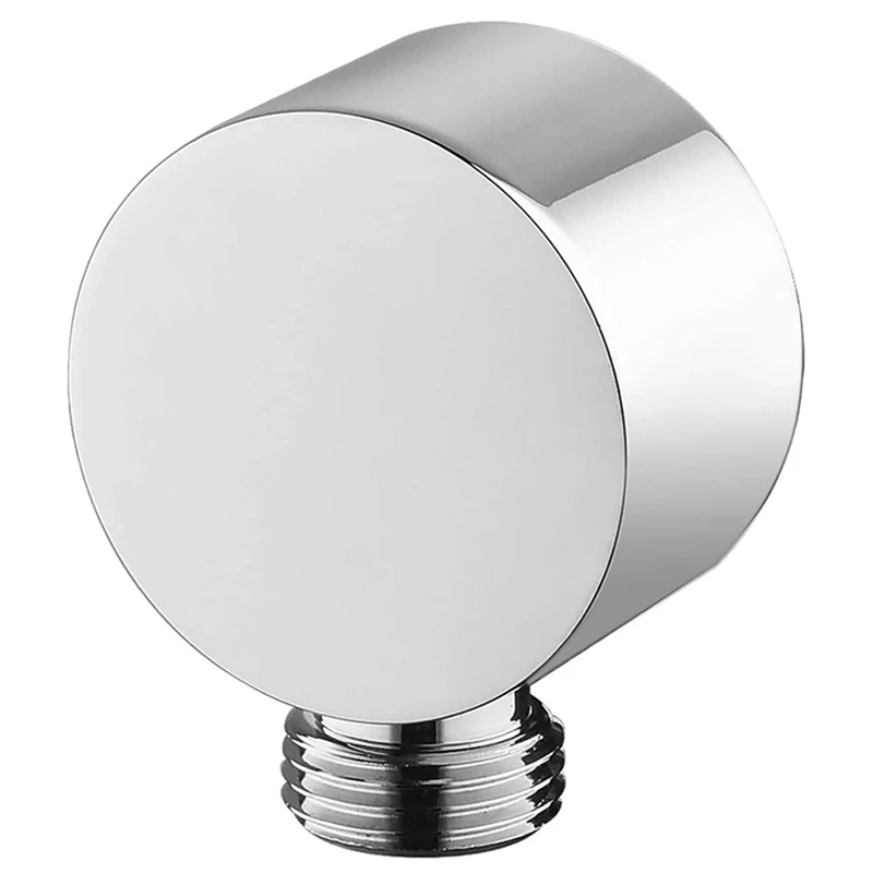 

2X Wall Supply Elbow,Brass Round Wall Mount Shower Hose Connector Accessories G1/2Inch Water Outlet For Shower-Silver