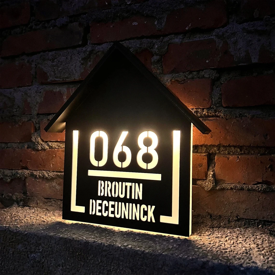 House Number Signs Personalized Customized Solar Outdoor LED Illuminated Laser Cut Acrylic House Numbers Exterior Family Address Sign