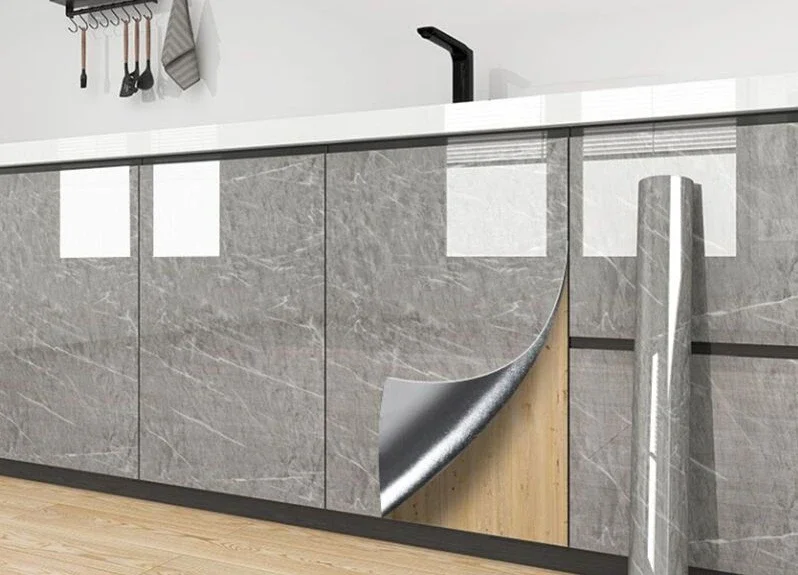 Papel tapiz de mármol laminado a prueba de aceite para gabinetes de cocina, pegatinas de pared removibles impermeables y autoadhesivas para el baño