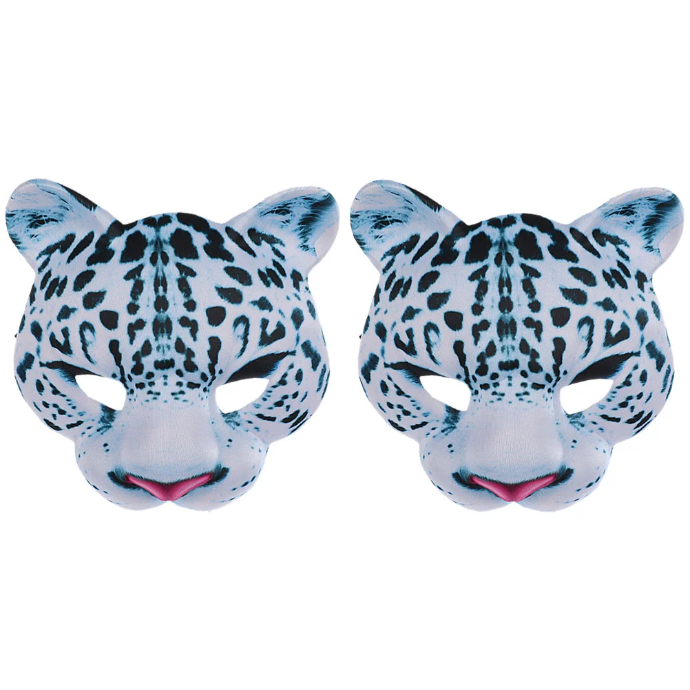 

2pcs Snow Leopard Mask Masquerade Costume Mask Carnival Party Cosplay Mask Costume Accessory