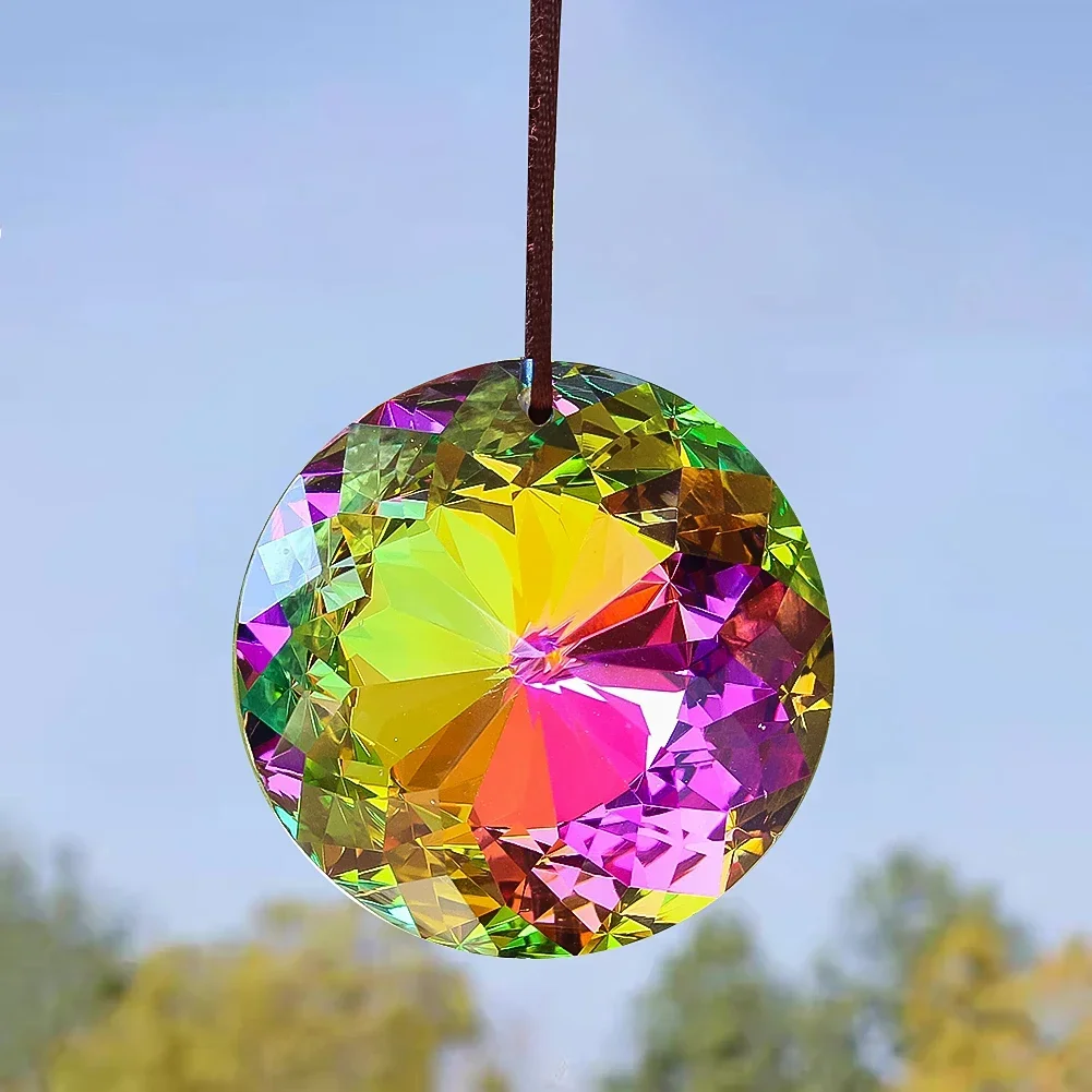 45mm Mandala Rainbow Crystal Suncatcher Glass Prism Faceted for Window Hanging Chandelier Parts Pendant Decoration Accessories