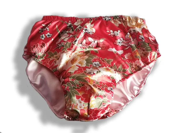 Handmade Silk Soft Satin  Women's Underwear mid Waist Comfortable Briefs Ladies Innerwear Home Clothes - 3