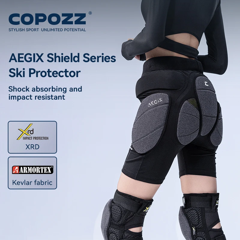 COPOZZ 24701 Unisex Sports XRD Kevlar Snowboard Protection Hip Butt Motorcycle Shorts Ski Skate Protective Padded Shorts Knee Pads
