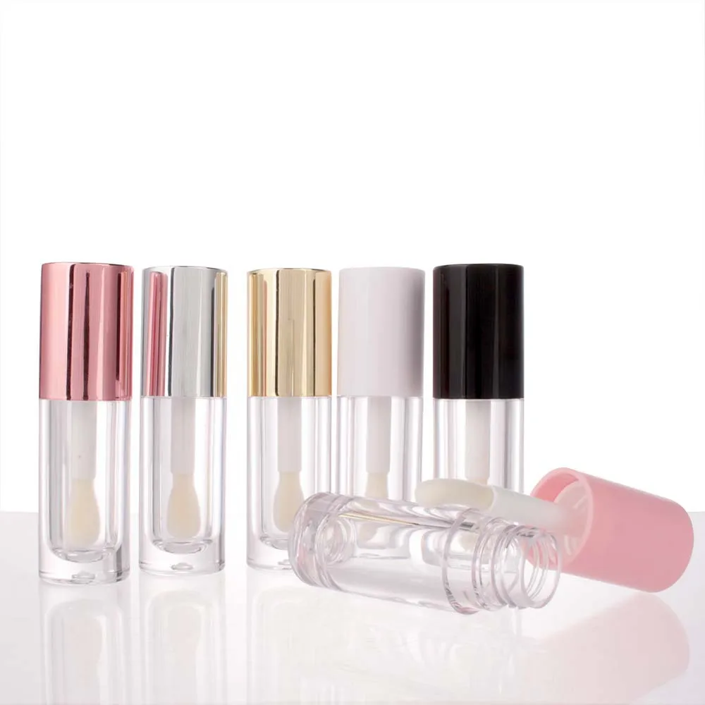 50 Pcs 6ml Clear Pink Plastic Thumb Brush Lip Gloss Tube Thick Stick Lip Gloss Tube
