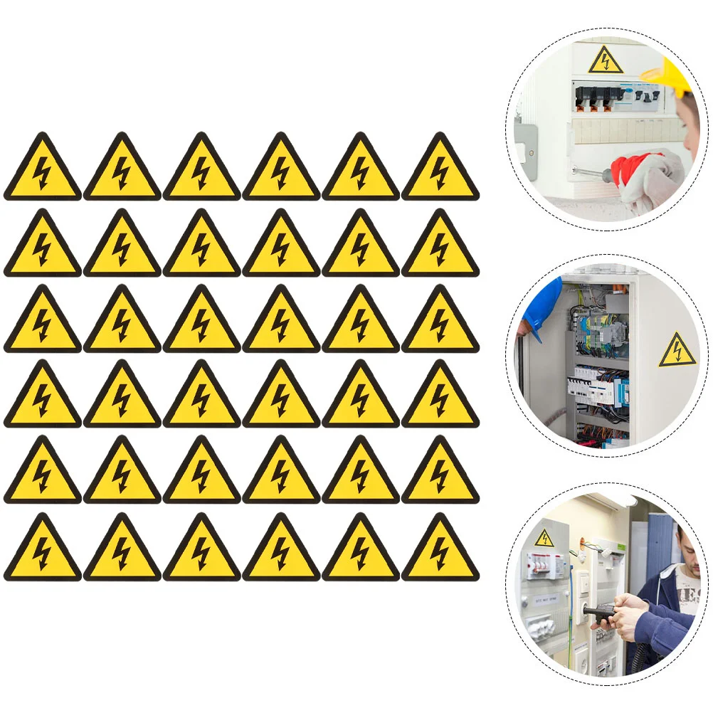 50 Sheets Anti-electric Shock Label High Voltage Warning Labels Stickers Triangle