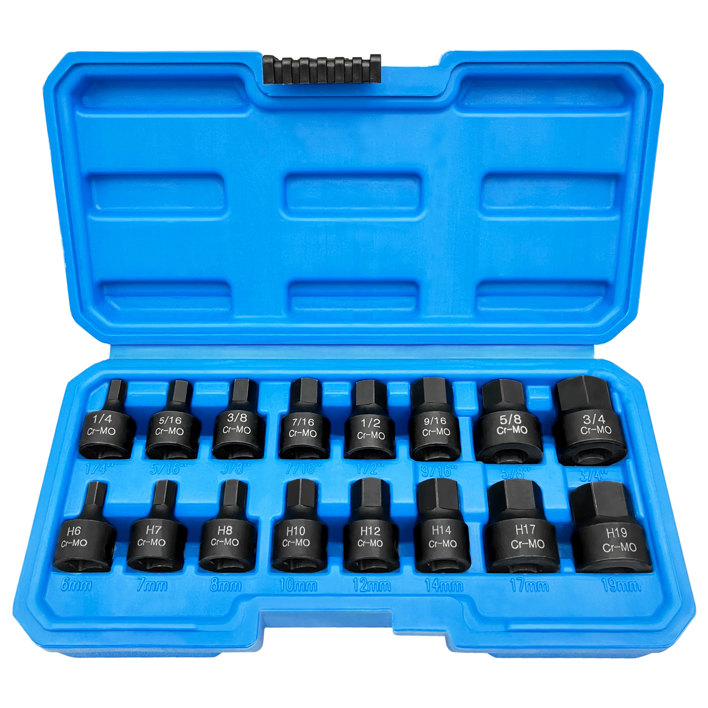 3 8 inch drive low profile impact hex drive bit socket set 16 piece sae