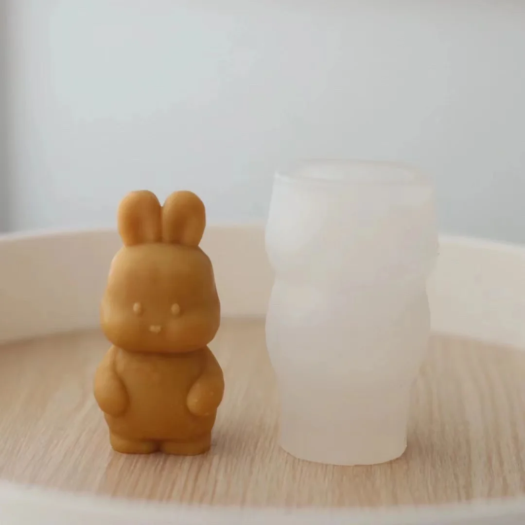 ins 3D Rabbit Bunny Scented Candle Mold For Candle Making DIY Animal Bunny Silicone soap Mold Easter Home Decor