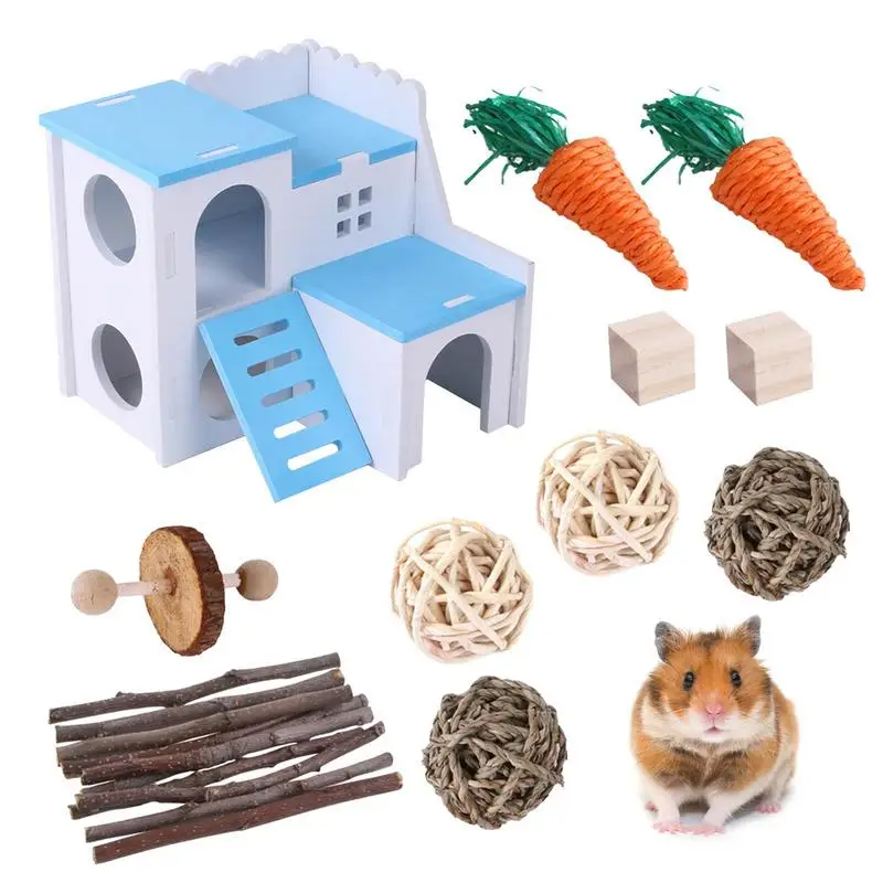 

Rabbit Chew Toys Bunny Chew Toy Playing Set Chinchillas Teeth Care Toys Chew Treats And Balls For Hamster Chinchilla Pet Teeth