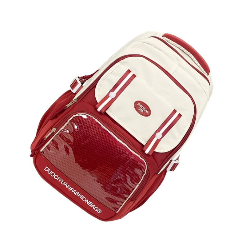 Women Transparent Itabag Backpack with Clear Pocket Japanese Animes Pin Display Backpack Student School Bag
