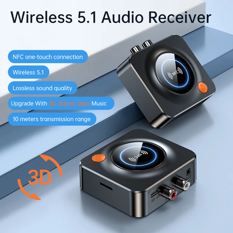 Bluetooth Audio Receiver NFC Bluetooth Audio Receiver 3.5mm AUX RCA 3D Surround Stereo Music Wireless Adapter Support TF Card Play For Car Kit Speakers