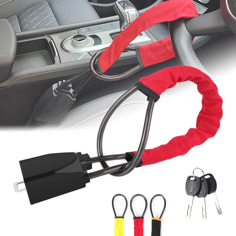 

Anti Theft Car Device with 3 Keys Car Steering Wheel Lock Universal For Truck SUV Van RV Car Accessories Seat Belt Lock